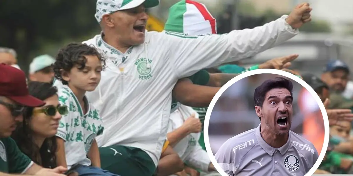 Abel em foco, com torcida ao fundo