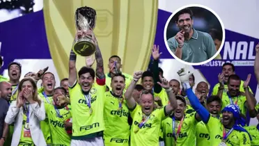 Elenco do Palmeiras comemora título