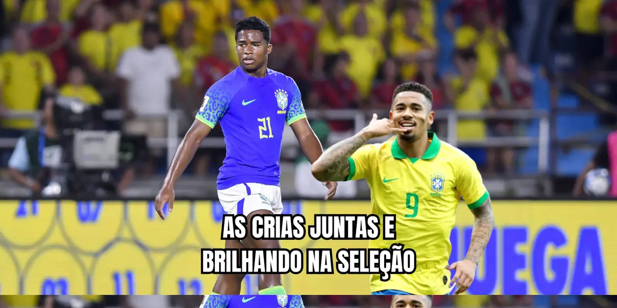 Endrick e Gabriel Jesus aparecem juntos em treino