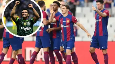 Jogadores do Barça comemoram