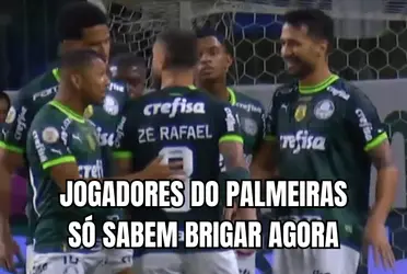 No segundo jogo em menos de um mês, jogadores do Palmeiras entram em uma discussão